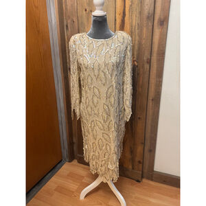 Vintage 1980’s beaded silk dress in Small cream